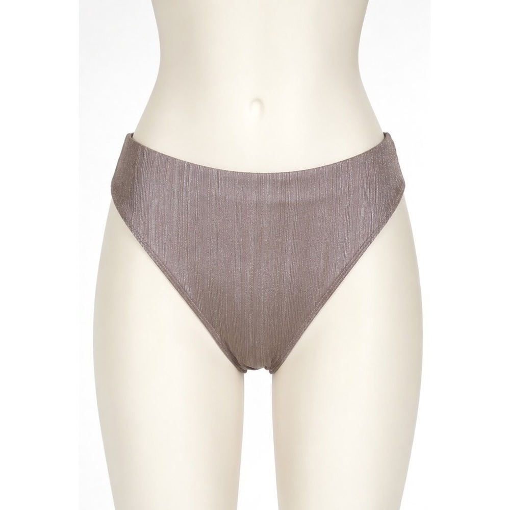 Andie Swim The 90s High Waist Bikini Bottom Brown Gold Metallic Cheeky Est Small